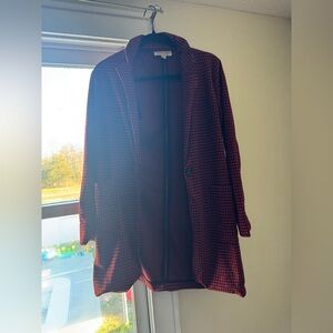 NWOT Philosophy Red and Black Houndstooth Blazer